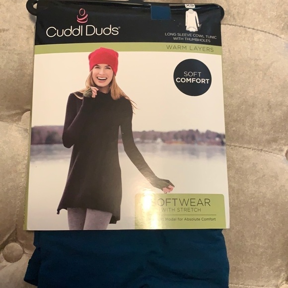 Cuddl Duds blue long sleeve cowl neck tunic, soft - Picture 1 of 6
